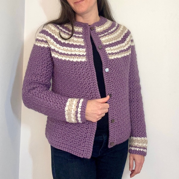 Crochet Pattern PDF, Warm Cardigan With Snap Buttons, Intermediate Crochet Cardigan, Women's Sweater Pattern, Wintertime Cardigan Pattern