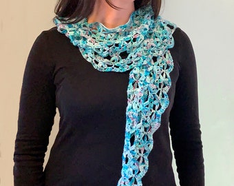 Crochet Pattern PDF, Crochet Scarf, Crochet Shawl, Crochet Neck Warmer, Crochet Cowl, Waves of Wildflowers Crochet Scarf Pattern