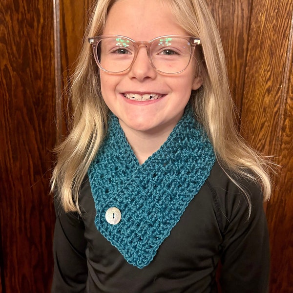 Crochet Cowl Pattern PDF, Adult Size, Child Size, Youth Size, Neck Warmer, Buttoned Scarf, Buttoned Cowl, Crochet I'll Keep You Warm Cowl