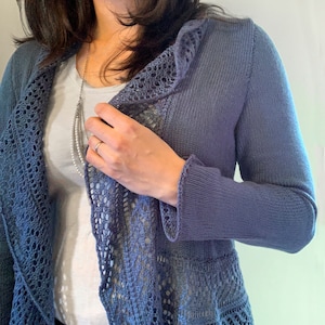 Machine Knit Pattern PDF, Standard Gauge, Dressy Sweater Pattern, Punch Card, Womens Machine Knit Lace Rhapsody Cardigan Pattern sizes XS-5X