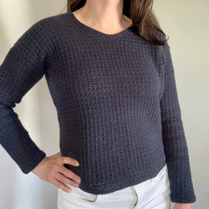 Crochet Sweater PDF Pattern, Pullover Jumper, Video Tutorial, Bottom Up Sweater Seamed, Crochet Take It Easy Sweater