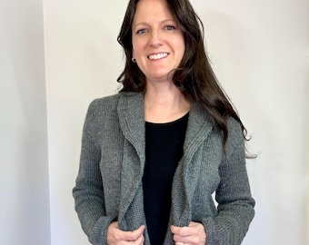 Machine Knit Cardigan Pattern, Open Front, XS-5X (PDF Pattern)
