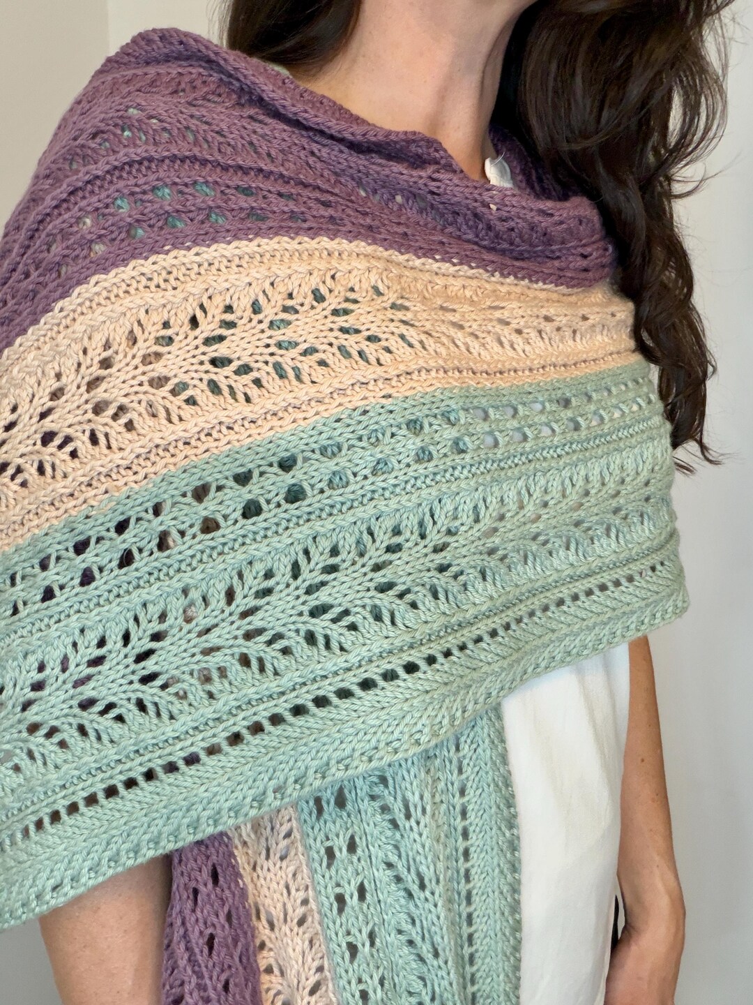Iris Shawl | Color-blocked Machine Knit Shawl Pattern for Mid Gauge ...