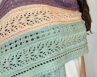 Iris Shawl | Color-Blocked Machine Knit Shawl Pattern for Mid Gauge Flat Bed or Circular Machine
