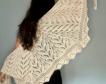 PDF - Machine Knit Shawl Pattern, Crescent Wing Span Shawl, Summer, Wedding, Dressy, Wrap, Mid Gauge LK150 Flat Bed Machine Knit Shawl