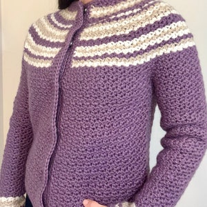 Crochet Pattern PDF, Warm Cardigan With Snap Buttons, Intermediate Crochet Cardigan, Women's Sweater Pattern, Wintertime Cardigan Pattern image 3