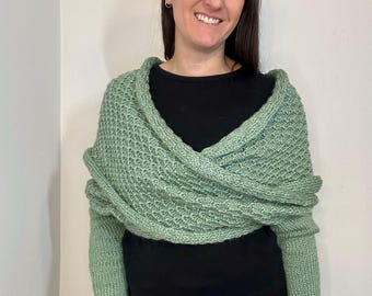 Machine Knit Pattern PDF, Wrap Sweater, Beginner Friendly, Cozy, Warm, Easy, Wedding, Shawl, LK150 Flat Bed, Wrap Sweater Scarf Pattern