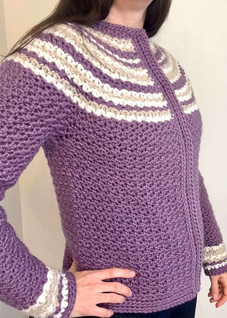 Crochet Pattern PDF, Warm Cardigan With Snap Buttons, Intermediate Crochet Cardigan, Women's Sweater Pattern, Wintertime Cardigan Pattern image 4