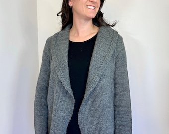 Worsted Knit Cardigan Pattern, Women's Open Front Sweater (PDF Pattern)
