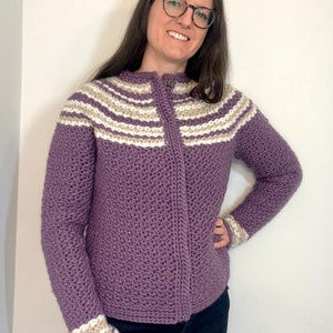 Crochet Pattern PDF, Warm Cardigan With Snap Buttons, Intermediate Crochet Cardigan, Women's Sweater Pattern, Wintertime Cardigan Pattern image 7