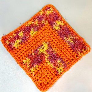 Crochet Scrubby Pattern PDF, Square Dish Cloth, Scrubby Pattern, Scrubbies, Crochet Half Log Cabin Dish Cloth Scrubby Pattern