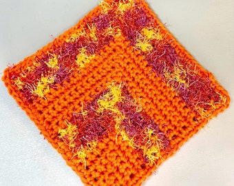 Crochet Scrubby Pattern PDF, Square Dish Cloth, Scrubby Pattern, Scrubbies, Crochet Half Log Cabin Dish Cloth Scrubby Pattern