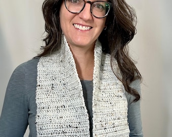 Beginner Crochet Scarf Pattern, Tweed Yarn (PDF Pattern)