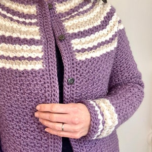 Crochet Pattern PDF, Warm Cardigan With Snap Buttons, Intermediate Crochet Cardigan, Women's Sweater Pattern, Wintertime Cardigan Pattern image 2