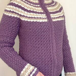 Crochet Pattern PDF, Warm Cardigan With Snap Buttons, Intermediate Crochet Cardigan, Women's Sweater Pattern, Wintertime Cardigan Pattern image 5