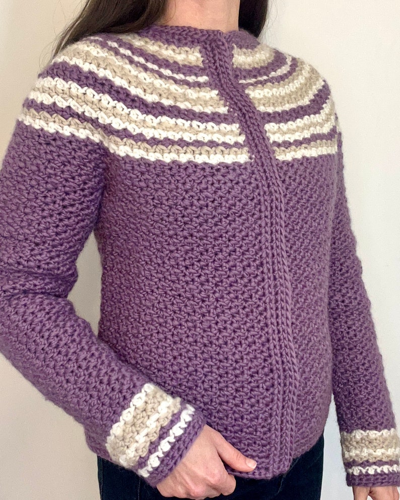 Crochet Pattern PDF, Warm Cardigan With Snap Buttons, Intermediate Crochet Cardigan, Women's Sweater Pattern, Wintertime Cardigan Pattern image 5