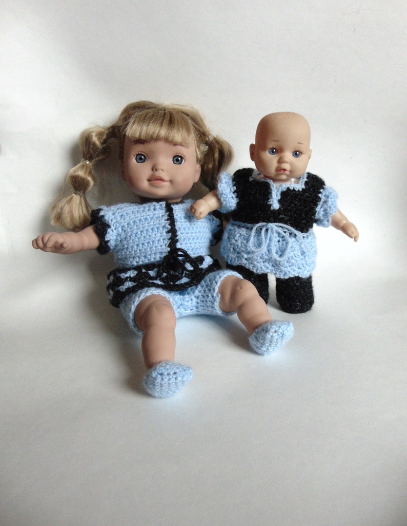 Crochet Pattern PDF, 12-14 Dolls No More Naked Doll Clothes Crochet Pattern Collection, Dress/Shirt, Pants/Short, Sun Dress, and Shoes image 3