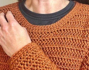 Crochet Fireside Sweater Pattern, Women's Pullover XS-5X (PDF Pattern)