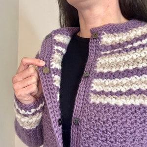 Crochet Pattern PDF, Warm Cardigan With Snap Buttons, Intermediate Crochet Cardigan, Women's Sweater Pattern, Wintertime Cardigan Pattern image 10