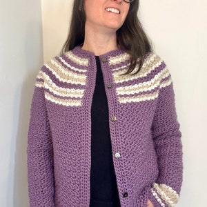 Crochet Pattern PDF, Warm Cardigan With Snap Buttons, Intermediate Crochet Cardigan, Women's Sweater Pattern, Wintertime Cardigan Pattern image 6