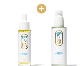 Sacred Oils Set | Luxury Face Oil Duo | Anti-Aging Cleansing Oil & Serum | Egyptian Skincare | Pore Minimizing
