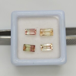 4 Pcs Lot Natural bi Tourmaline Pink&Green Faceted Baguette loose Cut Stone For Ring and Jewelry 3.40x6x2.30mm To 4x7x3mm 1.80 Cts