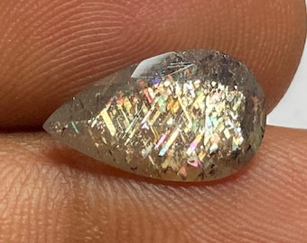 Natural Meteor Shower Sunstone rainbow lattice pattern Pear Cut Loose Stone Tanzania Sunstone 8x13.8x3.5mm 2.20 Cts Approx