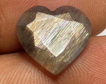 Natural Meteor Shower Sunstone Faceted Heart Shape Cut Loose Stone Tanzania Sunstone 13x14x4.5mm 4.30 Cts Approx