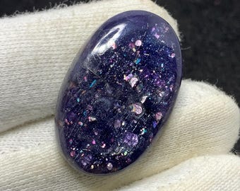 Cabujón ovalado de iolita inyectada en sangre natural, piedra solar brillante, para joyería, 21 x 33 x 6 mm, 41,15 quilates