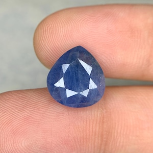 Natural Blue Sapphire 12x11 MM 5.15 Carat Heart Shape Faceted Sapphire Loose Gemstone for Jewellery Making