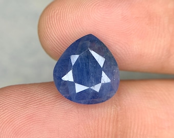 Natural Blue Sapphire 12x11 MM 5.15 Carat Heart Shape Faceted Sapphire Loose Gemstone for Jewellery Making