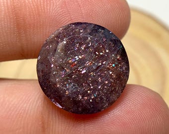 Natural Bloodshot Iolite Sunstone 12.80 Carat 17x17 MM Round Shape Multi Sparkling Iolite Sunstone Faceted Gemstone for Jewelry Making