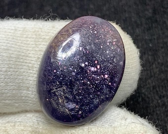 Cabujón ovalado de iolita inyectada en sangre natural, piedra solar brillante, para joyería, 19 x 26 x 6 mm, 25,65 quilates