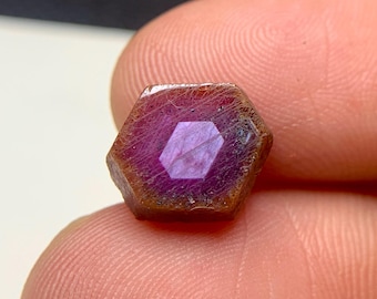 Natural Ruby Geometric Trapiche Slice 10.8x9.7x9.1 MM 4.35 Carat Hexagon Shape Polished Ruby Trapiche Gemstone for Jewellery Making