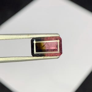 Natural Bi Colour Tourmaline Faceted Octagon Cut Loose Stone For Jewelry Making 5.4x8.6x3mm 1.35 Cts