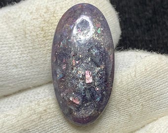 Cabujón ovalado de iolita inyectada en sangre natural, piedra solar brillante, para joyería, 15 x 29 x 5 mm, 20,80 quilates