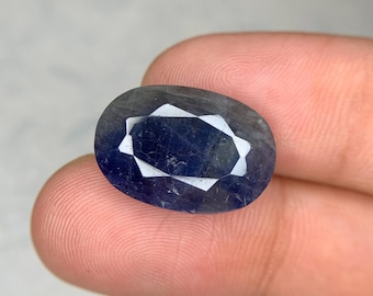 Natural Blue Sapphire 18x12.5 MM 15.60 Carat Oval Shape Faceted Sapphire Loose Gemstone for Jewellery Making