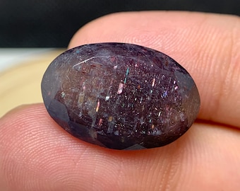 Natural Bloodshot Iolite Sunstone 15.35 Carat 21x14 MM Oval Shape Multi Sparkling Iolite Sunstone Faceted Gemstone for Jewelry Making