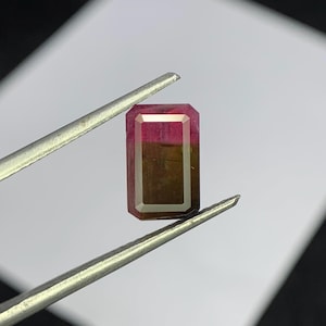 Natural Bi Colour Tourmaline Faceted Octagon Cut Loose Stone For Jewelry Making 6x9.7x4.5mm 2.40 Cts