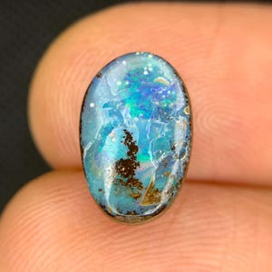 Natural Australian Boulder  Opal 2.60 Carat 12x8.2 MM Oval Shape Cabochon Gemstone for Jewelry Making