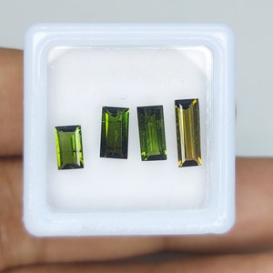 4 Pcs Lot Natural bi/Bio Tourmaline  Faceted Baguette loose Cut Stone For Ring and Jewelry 3.70x6.10x2.20mm To 3.80x7.80x2.50mm 2.75 Cts