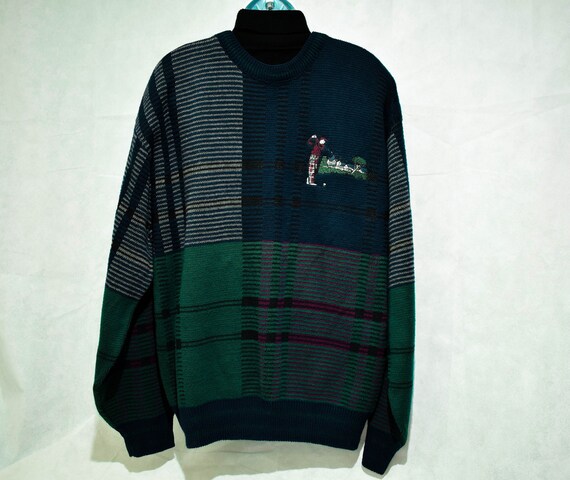 Vintage Mens Golfer Sweater Big Mans 80s Sweater Mens Cotton | Etsy