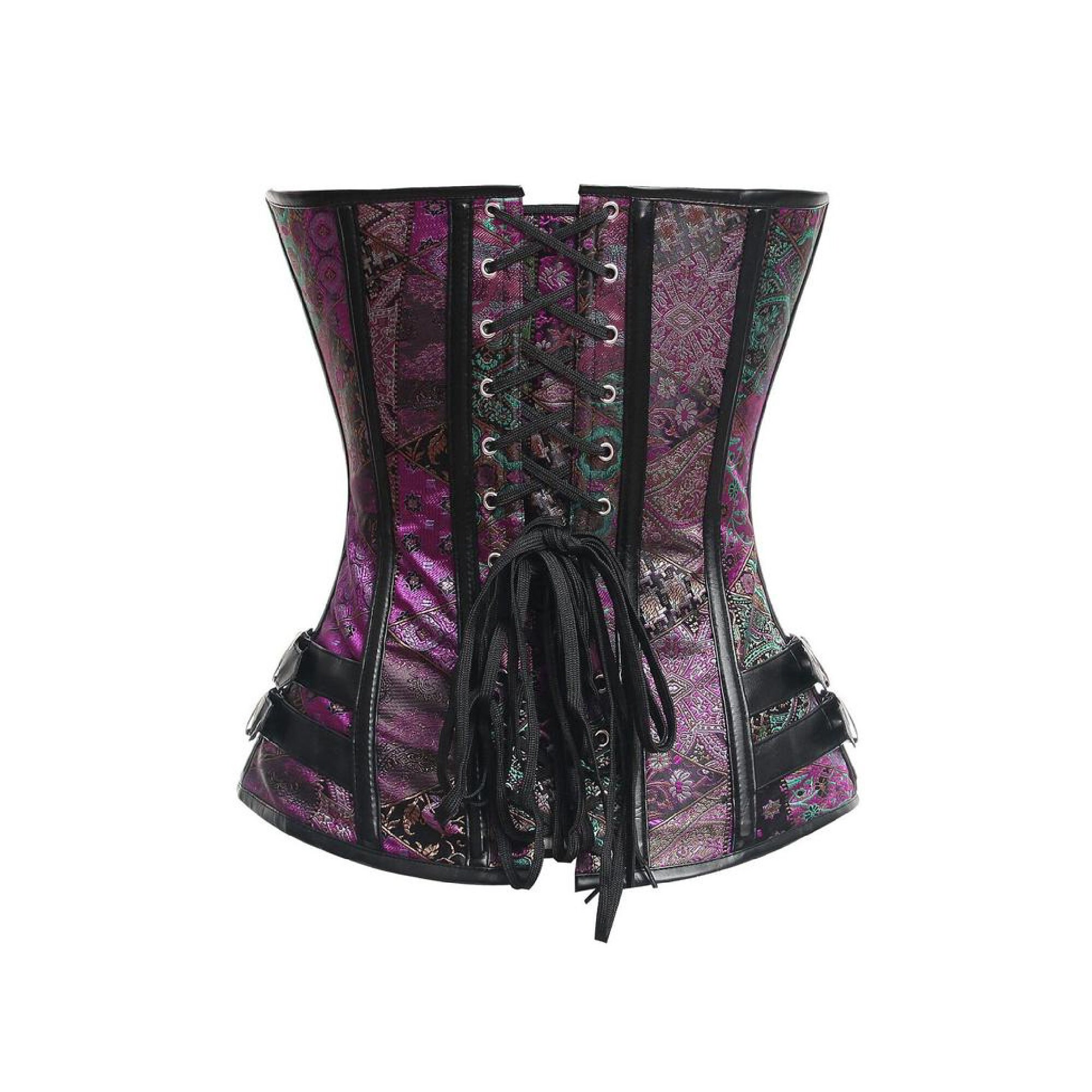 Purple brocade steampunk corset with buckles cosplay costume | Etsy