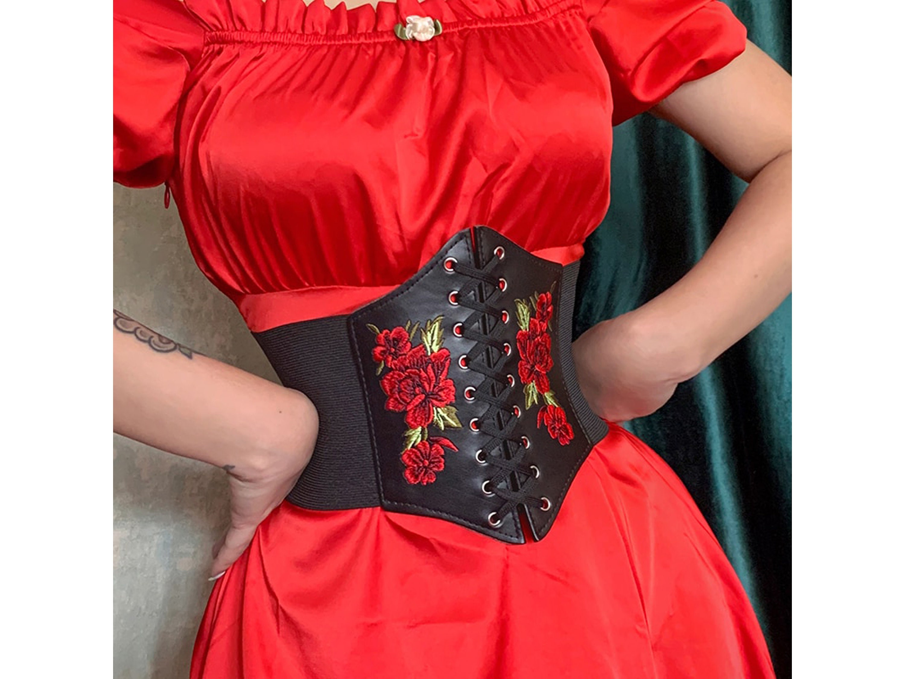 embroidered corset belt