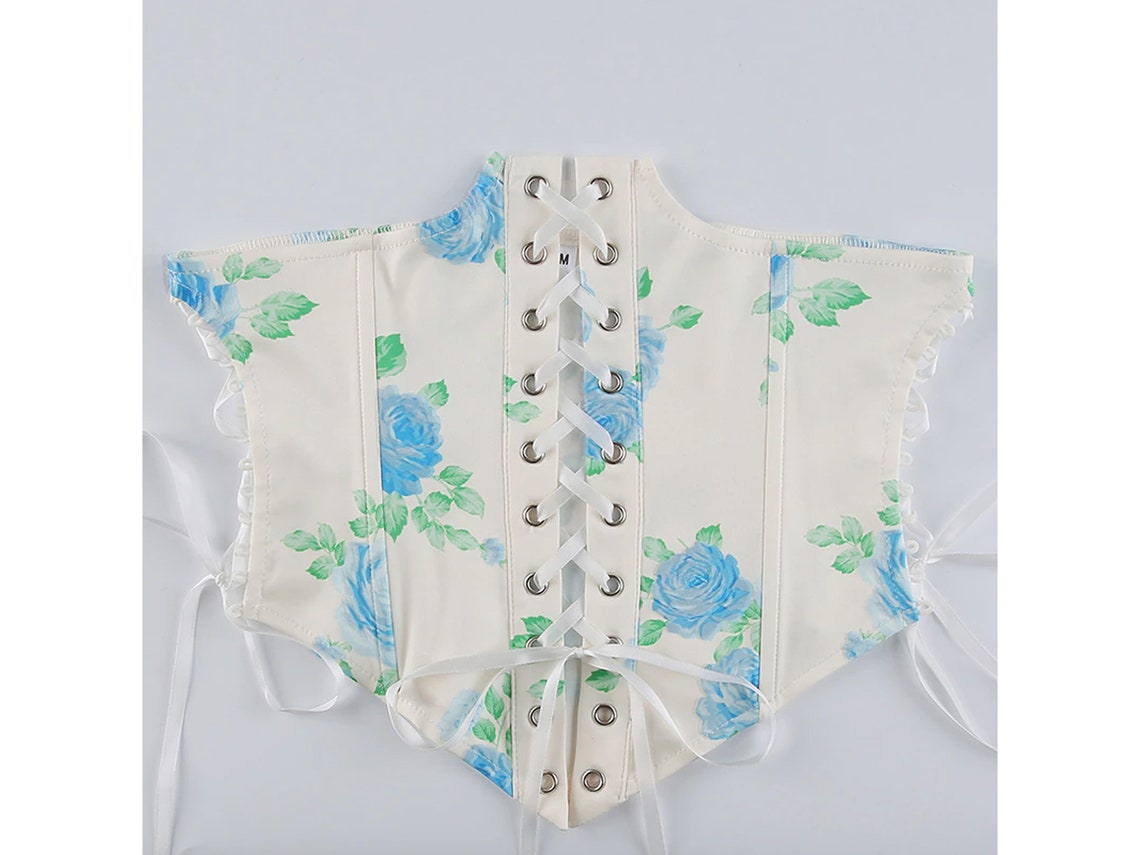 Floral Underbust Corset Belt for Women with White Off Shoulder Etsy