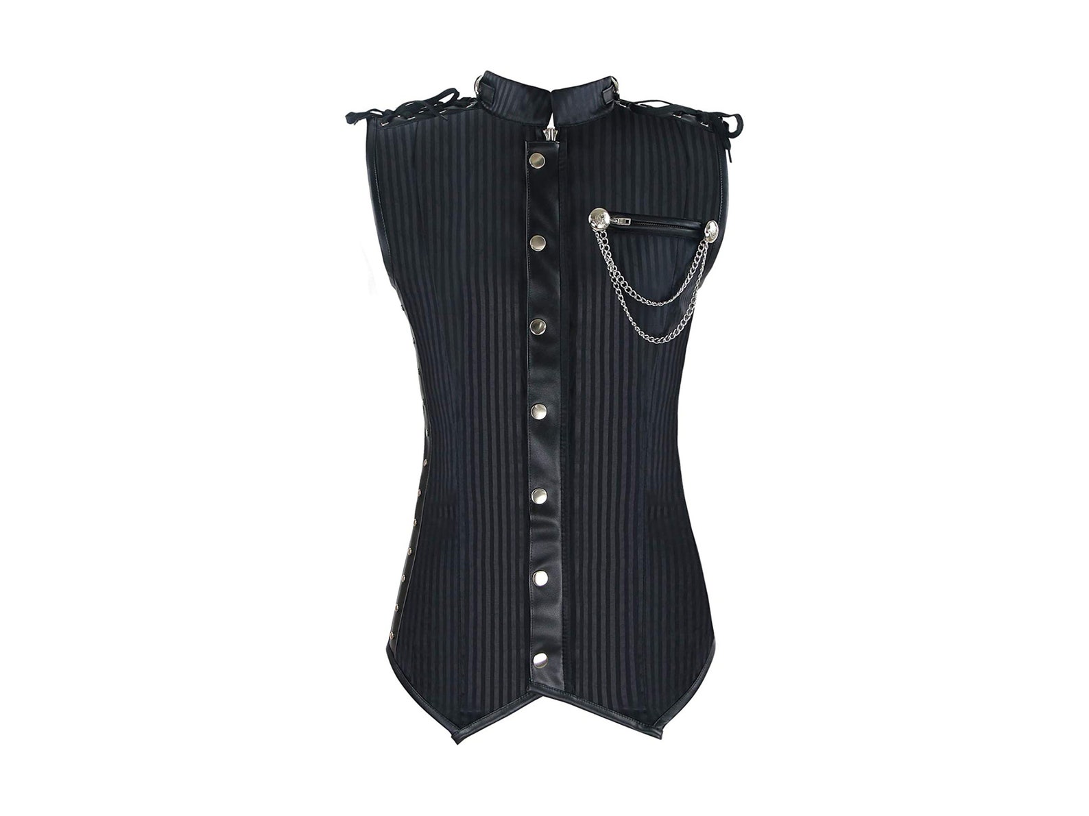 Black Men's Sleeveless Steampunk Waistcoat Corset Vest Etsy