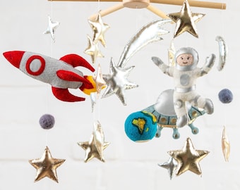 Space Baby Mobile, Crib Mobile, Nursery Montessori Mobile, Unique Baby Mobile, Felt Moon Star Mobile, Baby Mobile Boy, Baby Shower Gift