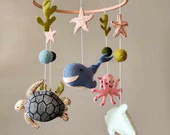 SALE! Baby nursery mobile Marine life, crib mobile, baby mobile ocean, whale baby mobile, sea mobile, felt mobile, mobile for nursery