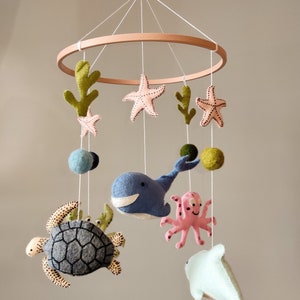 SALE! Baby nursery mobile Marine life, crib mobile, baby mobile ocean, whale baby mobile, sea mobile, felt mobile, mobile for nursery