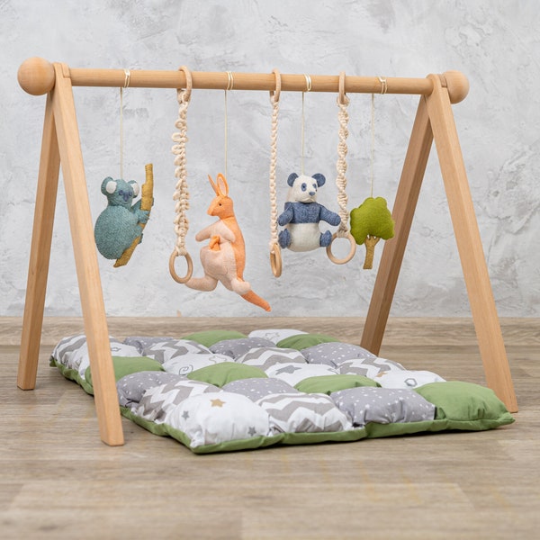 Australian Dream baby gym with felt baby play gym toys and baby activity mat, wooden baby gym frame, baby play mat gym, baby activity gym